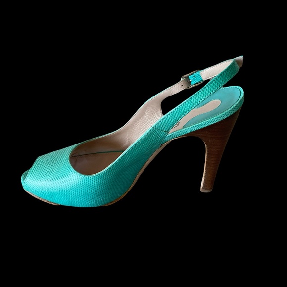 Salvatore Ferragamo Turquoise Slingback Heels - Picture 4 of 5